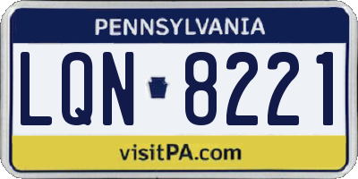 PA license plate LQN8221