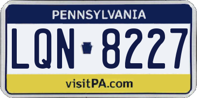 PA license plate LQN8227