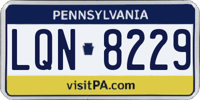 PA license plate LQN8229