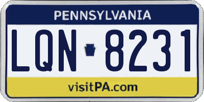 PA license plate LQN8231