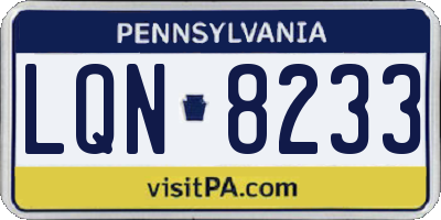 PA license plate LQN8233