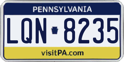 PA license plate LQN8235