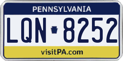 PA license plate LQN8252
