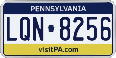 PA license plate LQN8256