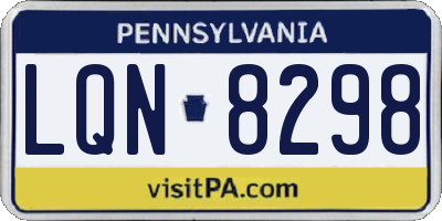 PA license plate LQN8298