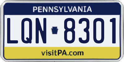 PA license plate LQN8301