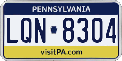 PA license plate LQN8304