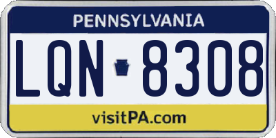 PA license plate LQN8308