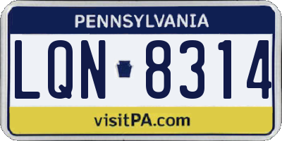 PA license plate LQN8314