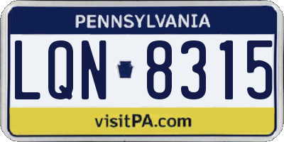 PA license plate LQN8315