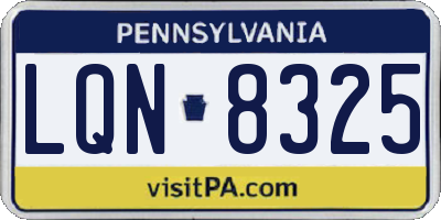 PA license plate LQN8325