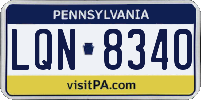 PA license plate LQN8340