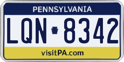 PA license plate LQN8342