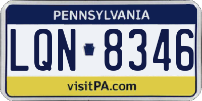 PA license plate LQN8346