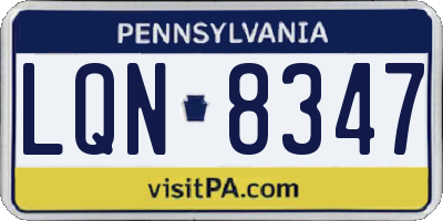 PA license plate LQN8347