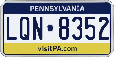 PA license plate LQN8352