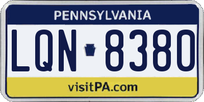 PA license plate LQN8380