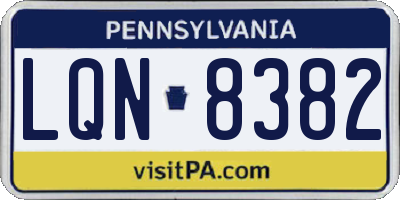 PA license plate LQN8382