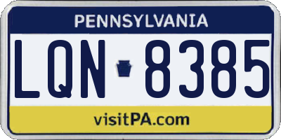 PA license plate LQN8385