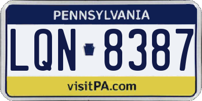 PA license plate LQN8387