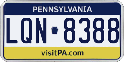 PA license plate LQN8388