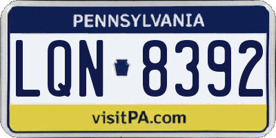 PA license plate LQN8392