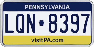 PA license plate LQN8397