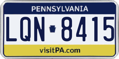 PA license plate LQN8415