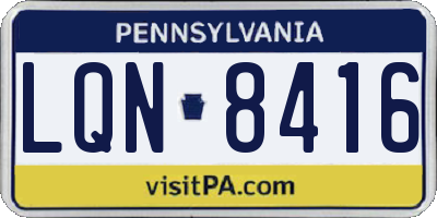 PA license plate LQN8416