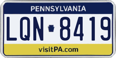 PA license plate LQN8419