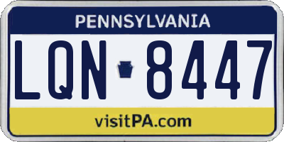 PA license plate LQN8447