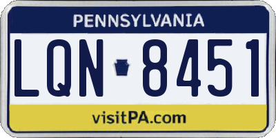 PA license plate LQN8451