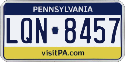 PA license plate LQN8457