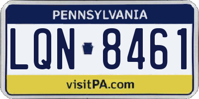 PA license plate LQN8461