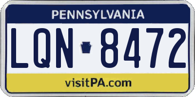 PA license plate LQN8472
