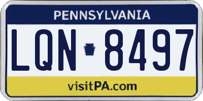 PA license plate LQN8497