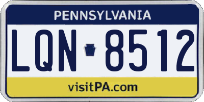PA license plate LQN8512