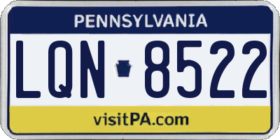 PA license plate LQN8522