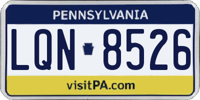 PA license plate LQN8526