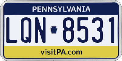 PA license plate LQN8531