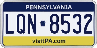 PA license plate LQN8532