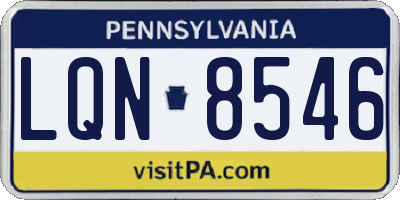 PA license plate LQN8546