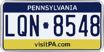 PA license plate LQN8548