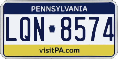 PA license plate LQN8574