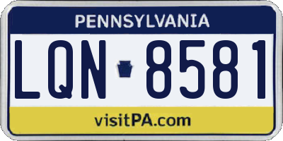 PA license plate LQN8581