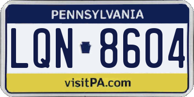 PA license plate LQN8604