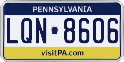 PA license plate LQN8606