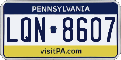 PA license plate LQN8607