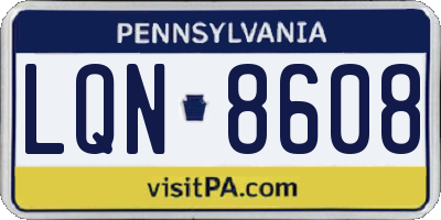 PA license plate LQN8608