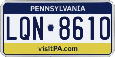 PA license plate LQN8610